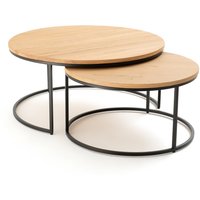 Set of 2 Vova Large Oak Nesting Coffee Tables