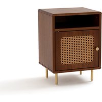 Redpop Walnut & Cane 1-Door Bedside Table