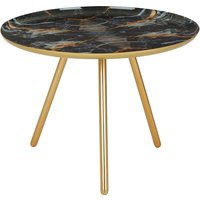 Faux Marble Side Table with Gold Accents