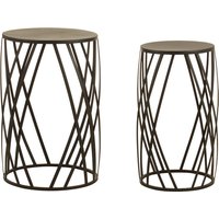 Set of 2 Round Nest Tables in Black Iron