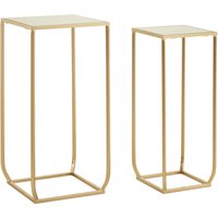 Set of 2 Mirrored Top Side Tables in Champagne Finish
