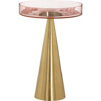 Large Martini Side Table with Glass Top in a Pink Gold Finish