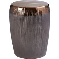 Drum Shaped Textured Occasional Stool with Copper Finished Edge