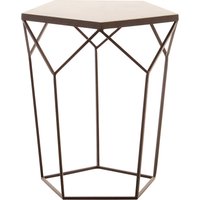 Pentagonal Side Table with Marble Top and Matte Black Iron Legs