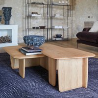 Iloss Large Curved Solid Oak Coffee Table