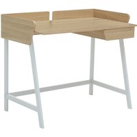 Natural Oak Effect Single Drawer Desk with White Frame