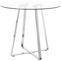 Round Dining Table with Glass Top and Chrome Leg (Seats 4)