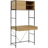 Modular Shelf Desk Unit in Natural Oak Effect with Dark Brown Frame