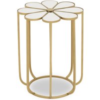 Petal Design Side Table with Marble Top and Gold Frame