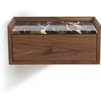 Noham Walnut and Marble Wall Bedside Table