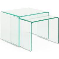 Set of 2 Cristalline Tempered Glass Side Tables