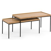 Set of 2 Joga Metal & Oak Rectangular Nesting Coffee Tables
