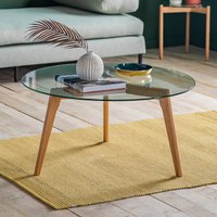 Tinsukia Oak and Glass Circular Coffee Table