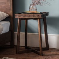 Barauni Boho Carved Wood Side Table