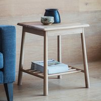 Uttara Scandi Oak Side Table with Spindle Shelf