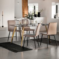 Afton Marble Effect Glass Dining Table (Seats 4-6)