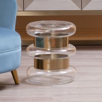 Tubular Glass Drum Side Table