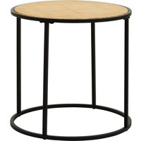 Rattan and Metal Round Side Table