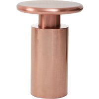 Copper Sculptural Drum Round Side Table