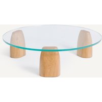 Clay Round Tripod Coffee Table in Oak and Glass