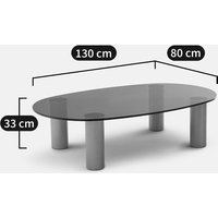 Madeline Brushed-Iron Metal Tempered Glass Coffee Table
