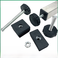 1PCS Table Leg Plug With Nut and Adjustable Feet M8 * 50/100mm Black Square Furniture Rack Height