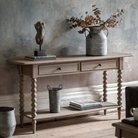 Ames Oak Console Table with Pompom Legs