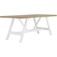 Adelaide Contemporary Oak Veneer Farmhouse Trestle Dining Table (Seats 8)