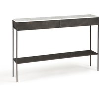 Fébée White Marble & Metal Console Table