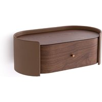 Firmo Walnut & Leather Wall Bedside Table