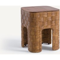 Garrance Solid Teak and Woven Rattan Bedside Table