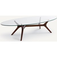 Maricielo Oval Coffee Table in Walnut and Glass