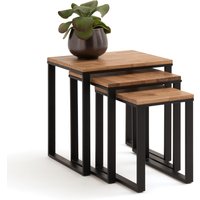 Set of 3 Hiba Solid Oak & Steel Nesting Tables