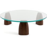 Clay Tripod Base Glass & Walnut Coffee Table