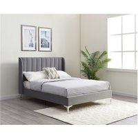 Lily Fluted Velvet Bed with Winged Headboard