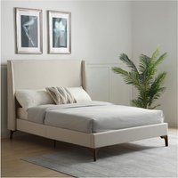 Austin Winged Herringbone Bed with Walnut Legs