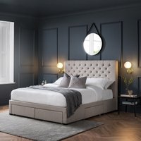 Bradford Buttoned Linen Bed with Storage Drawers