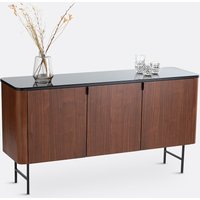 Helina 3-Door Walnut Veneer & Glass Sideboard