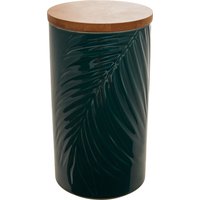 21cm Bali Dark Green Storage Jar with Bamboo Lid