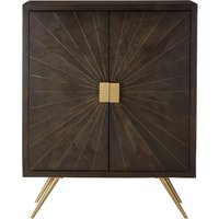 Mango Wood Cabinet with Grey Finish and  Antique Brass details