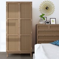 Boho Oak Rattan 2 Door Wardrobe