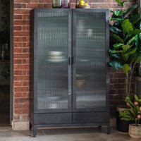 Banda Large Textured Glass and Steel Cupboard