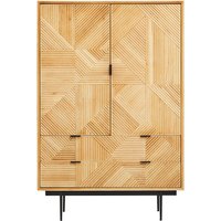 Carved Grooved Wood Cabinet