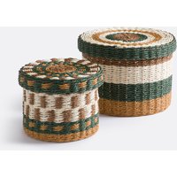 Baskets with Lids, Woven Paper, Set of 2, Onaga