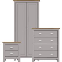 Grey Oak Effect Finish 3 Piece Bedroom Set