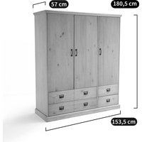 Lindley Triple 4-Drawer Pine Wardrobe