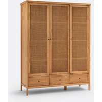 Gabin Solid Pine & Rattan Triple Wardrobe