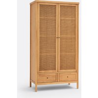 Gabin Solid Pine & Rattan 2-Door Wardrobe