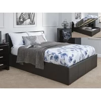 GFW Ecuador 4ft Small Double Black Faux Leather End Lift Ottoman Bed Frame