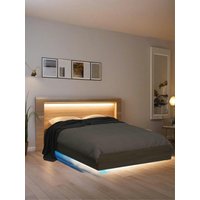 100x200cm Sonoma Oak Bed Frame with LED Lights - Mattress Excluded